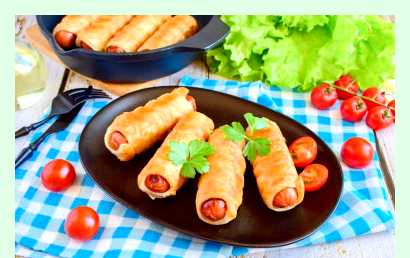 Рецепт сосисок в слоеном тесте