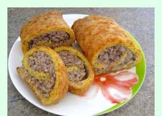 Рулет из фарша с сыром в духовке