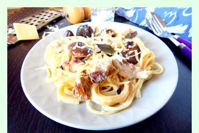 Спагетти с грибами и курицей