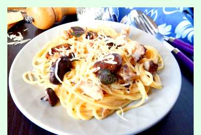 Спагетти с грибами и курицей