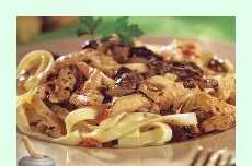 Спагетти с грибами и курицей