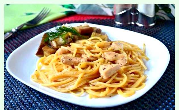 Спагетти с куриным филе вкусно, просто, легко, на